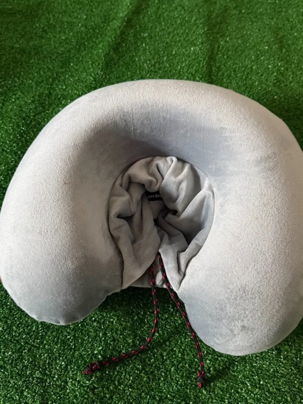 High Sierra Hooded Travel Neck Pillow Memory Foam Gray Cold Draft Light Blocker